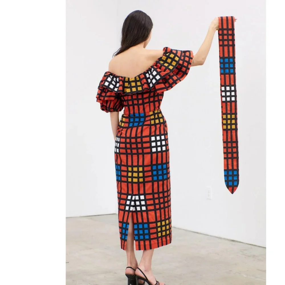 Mara Hoffman Arabella Dress - color block grid applique - Picture 3 of 7